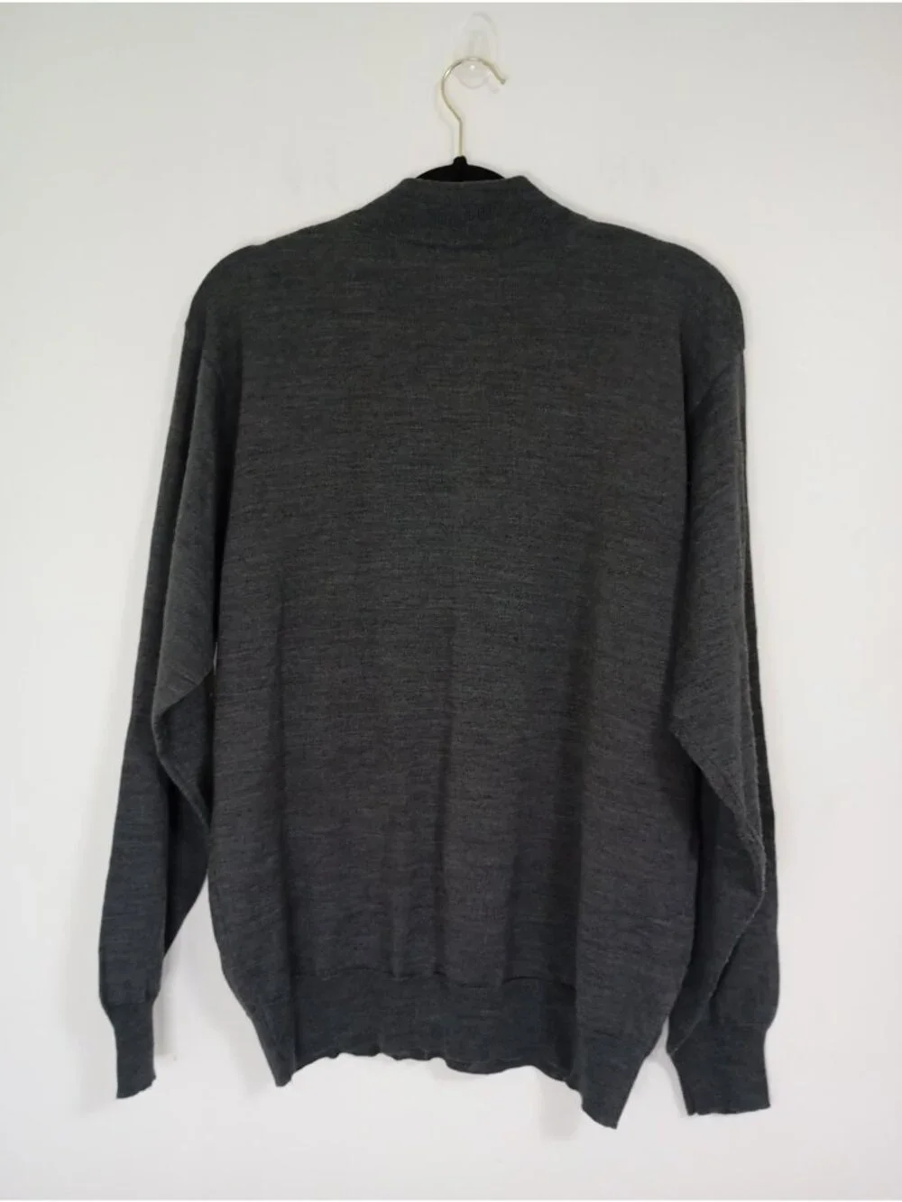 Alan Stuart Italy Mock Neck Merino Wool Blend Sweater Size M Dark Gray Mens